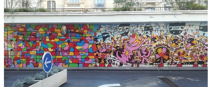 Le parking Mozart désormais illustré de la fresque de François Nasica & Brian Caddy