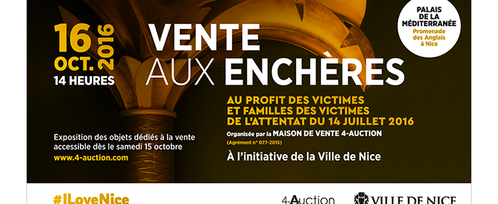 Vente aux Enchères au profit des victimes et familles des victimes du 14 juillet 2016. Participez !